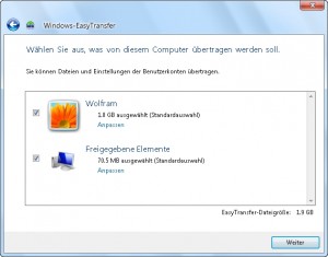 Windows Easy Transfer 05/15